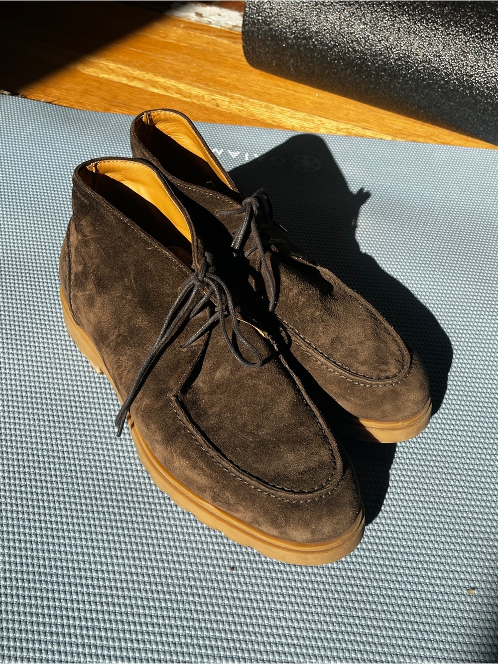 Stuart Weitzman Dark Brown Suede Chukka Boots - Lace-Up